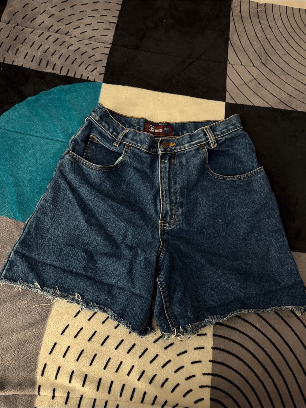 Arizona Jean Company Dark Blue High-Waist Cutoff Denim Shorts